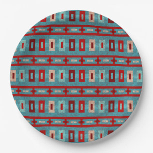 Südwest-Mesas Türkis & Rotes geometrisches Design Pappteller