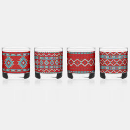 Südwest Mesas Türkis & Rotes Set Whiskyglas
