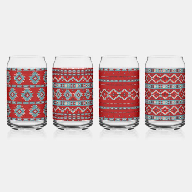 Südwest Mesas Türkisfarbenes geometrisches Set Dosenglas (Vorderseite)