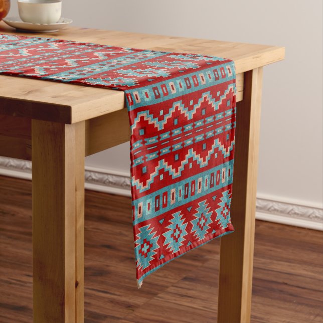 Südwest Mesas Turquoise & Red Table Runners Großer Tischläufer (Beispiel)