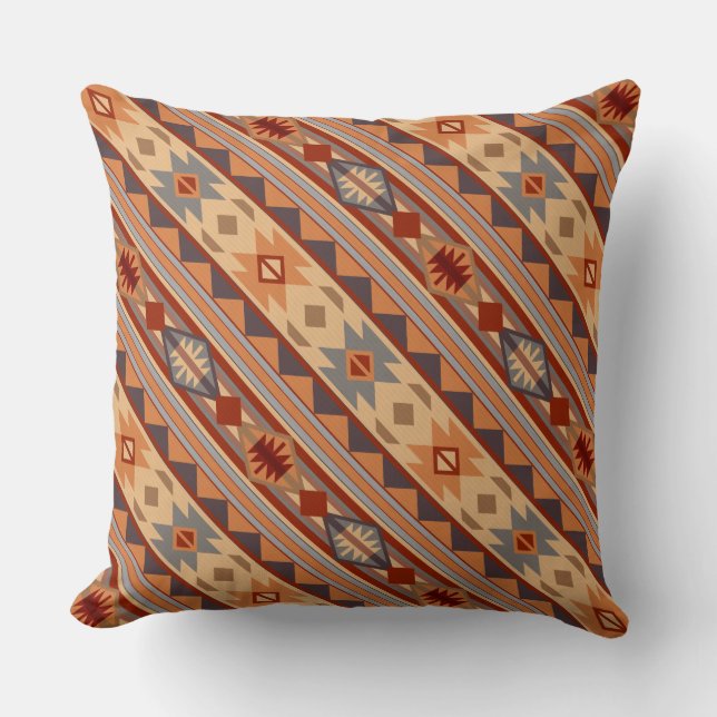 Südwest Muster Design Tan Kissen (Vorderseite)