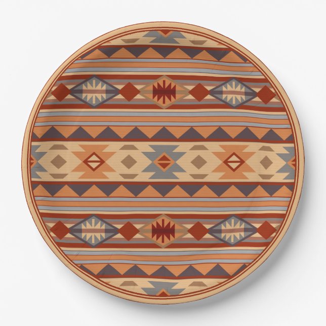 Südwest Muster Design Tan Pappteller (Vorderseite)