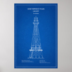 Südwest Pass Lighthouse - Louisiana - AD Poster