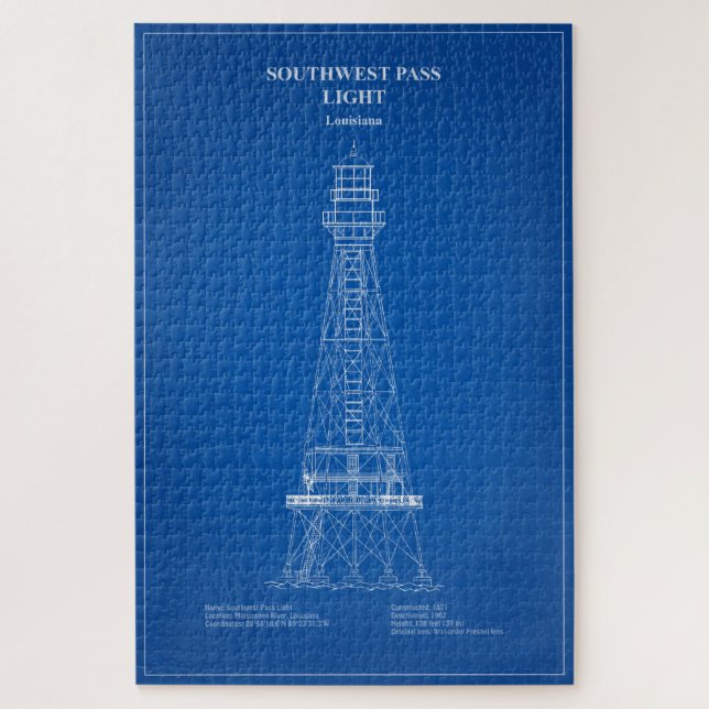 Südwest Pass Lighthouse - Louisiana - AD Puzzle (Vertikal)