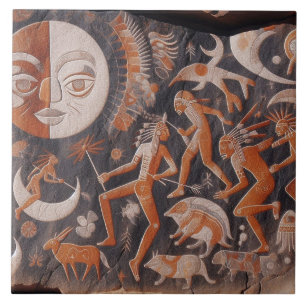 Südwest Petroglyph Design Animals Moon Dancing Fliese