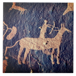 Südwest Petroglyph Indianeramerikaner am Pferd Fliese