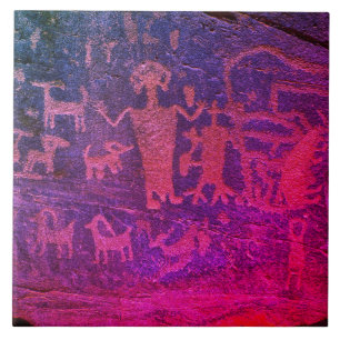 Südwest Petroglyph Lila und rosa Keramik Tile Fliese