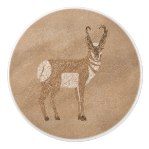 Südwest Pronghorn-Stehende Antilope Petroglyphe Keramikknauf