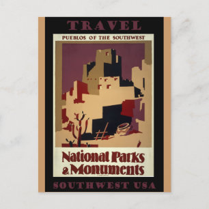 Südwest-Pueblos USA Vintage-Reiseposter Postkarte