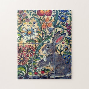 Südwest Rabbit Garden Tile Blume Folk Puzzle
