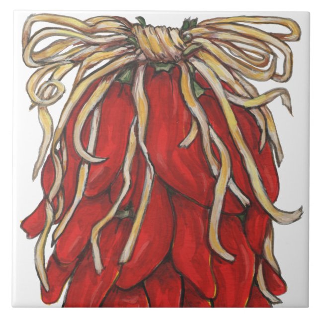Südwest Roter Chile Chili Ristra Top Tile House #1 Fliese (Vorderseite)