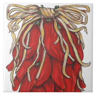 Südwest Roter Chile Chili Ristra Top Tile House # Fliese
