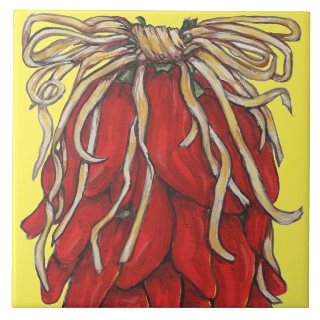 Südwest Roter Chile Ristra Top House # Gelb Fliese (Vorderseite)