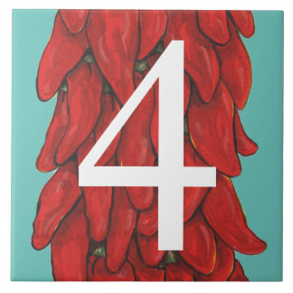 Südwest Roter Chili Pepper House #4 Four Turquoise Fliese