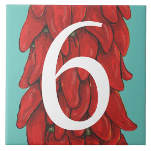 Südwest Roter Chili Pepper House #6 Sechs Türkis Fliese