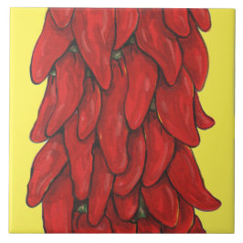 Südwest Roter Chili Pepper Ristra Mittelgelb Fliese