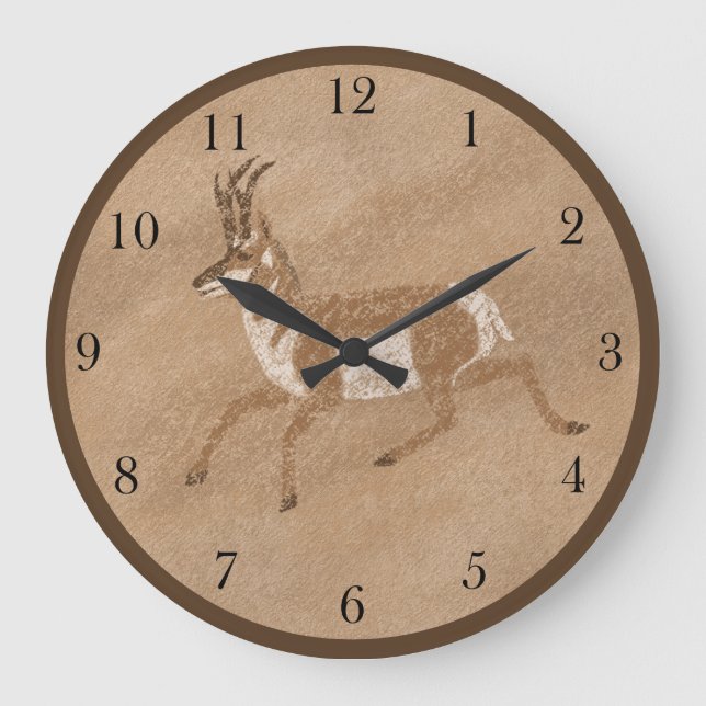Südwest Running Pronghorn Antelope Große Wanduhr (Vorderseite)