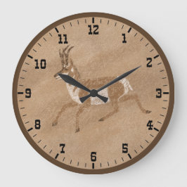 Südwest Running Pronghorn Antelope Old West Große Wanduhr