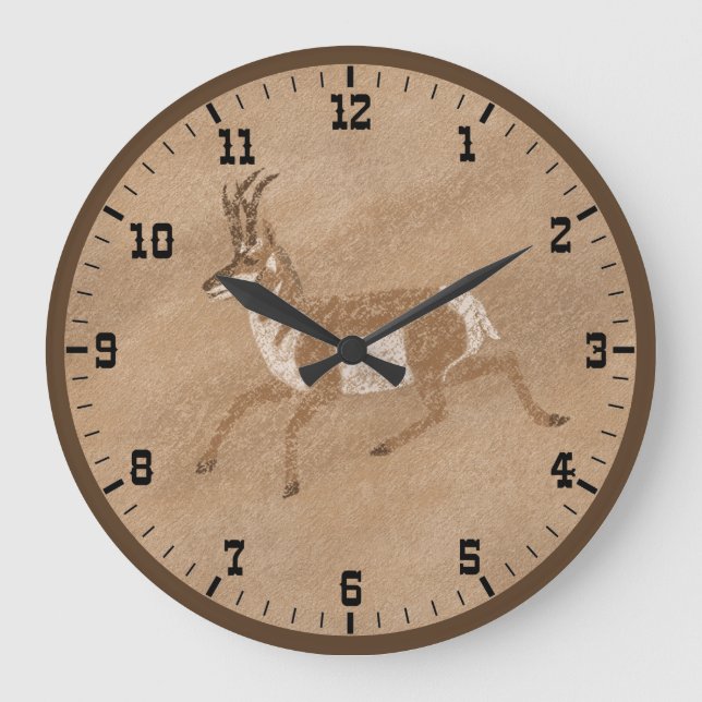 Südwest Running Pronghorn Antelope Old West Große Wanduhr (Vorderseite)