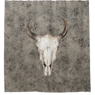 Südwest-Rustikal-Ranch-Totenkopf-Braun-Spritzer Duschvorhang