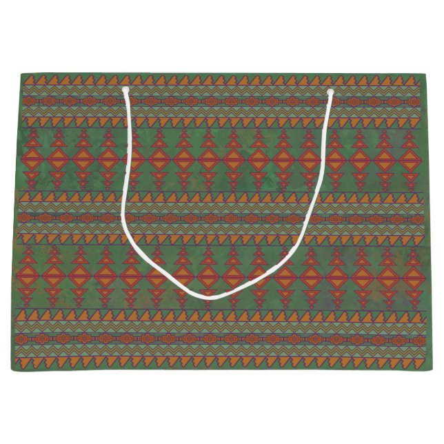 Südwest Sagebrush Green Geometric Design Large G Große Geschenktüte (Vorderseite)