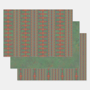Südwest-Sagebrush Grünes geometrisches Design Geschenkpapier Set