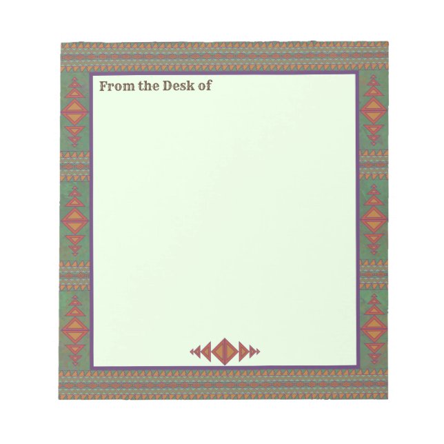 Südwest-Sagebrush Grünes geometrisches Design Notizblock (Vorderseite)