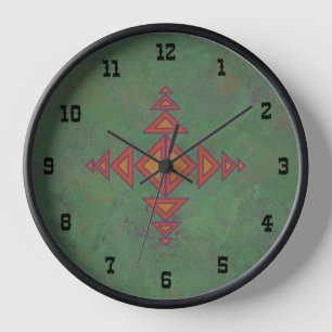 Südwest-Salbei-Grün geometrisches Design gerahmt Uhr