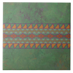 Südwest-Salbeibürsten-Grünes geometrisches Muster Fliese