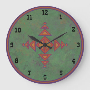 Südwest-Salbeigrünes geometrisches Design Große Wanduhr