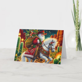 Südwest Santa liefert Geschenke auf einem Pferd Feiertagskarte