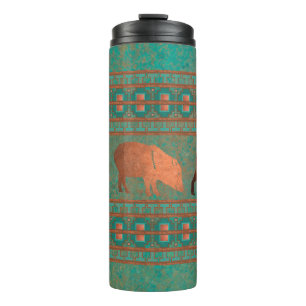 Südwest-Spaß-Javelina-Familie-Kupfer-Teal Thermosbecher