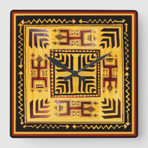 Südwest-Stämme Petroglypsche Wall-Uhr Quadratische Wanduhr