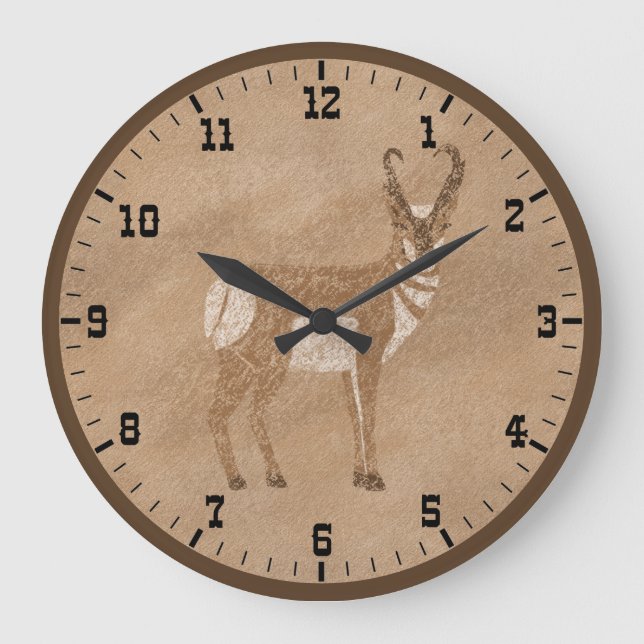 Südwest Stehend Pronghorn Antelope Old West Große Wanduhr (Vorderseite)