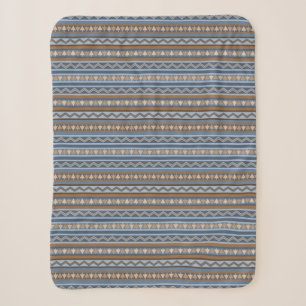 Südwest-Stil Blau und Braun Geometrisch Klein Sherpadecke