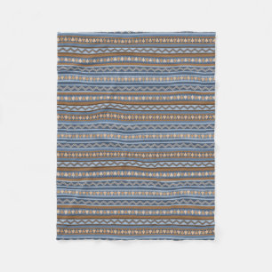 Südwest-Stil Blau und Braun Geometrisch Kleinforma Fleecedecke
