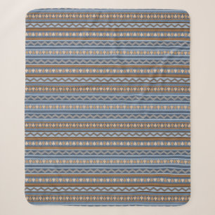 Südwest-Stil Blau und Braun Geometrisch Mittelgroß Sherpadecke
