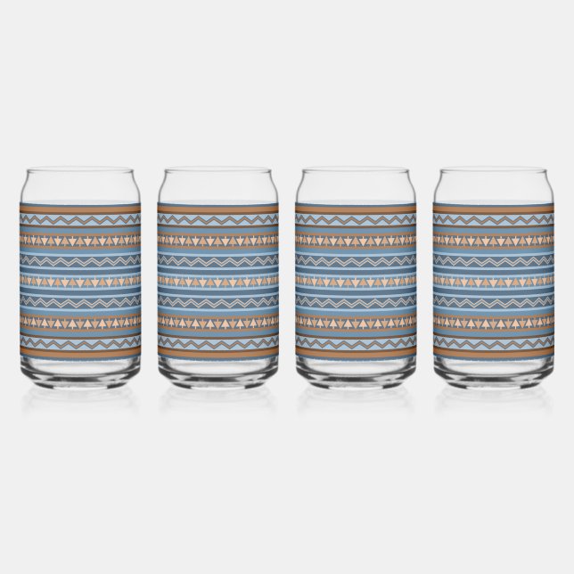 Südwest-Stil Blau und braun geometrisches Muster Dosenglas (Vorderseite)