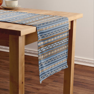 Südwest-Stil Blau und braun geometrisches Muster Großer Tischläufer