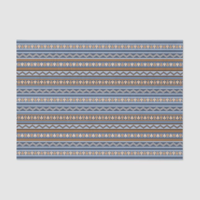 Südwest-Stil Blau und braun geometrisches Muster Seidenpapier (Vorderseite)