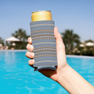 Südwest-Stil Blau und braun geometrisches Muster Selters Dosenkühler