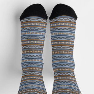 Südwest-Stil Blau und braun geometrisches Muster Socken