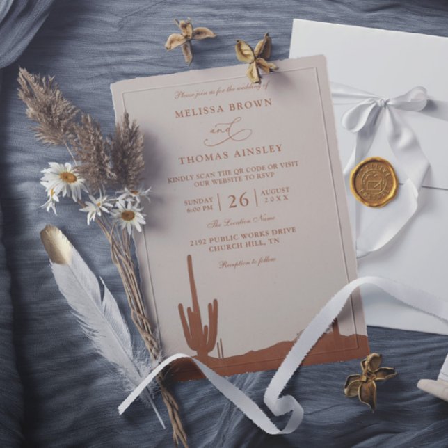 Südwest-Terrakotta-Wüsten-QR-Code-Hochzeit Einladung (Von Creator hochgeladen)