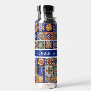 Südwest-Tile-Design personalisieren Name farbig Trinkflasche