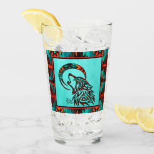 Südwest Tribal Wolf Glass Cup Glas
