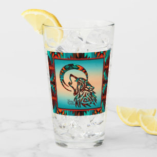 Südwest Tribal Wolf Glass Cup Glas