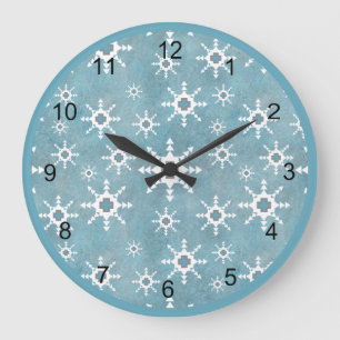 Südwest-Türkis abstrakte geometrische Schneeflocke Große Wanduhr