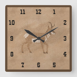 Südwest Walking Pronghorn Antelope Quadratische Wanduhr