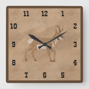 Südwest Walking Pronghorn Antelope Quadratische Wanduhr