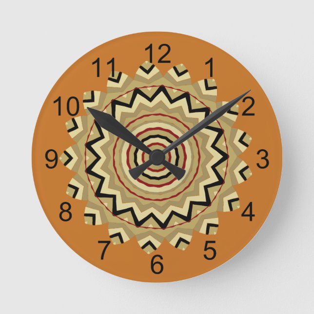 Südwest Western Earth Tone BOHO Mandala Design Runde Wanduhr (Vorderseite)